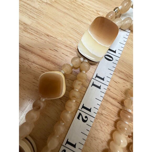 Chicos Long Beaded Necklace W/ Leather Tassel & Gradient Brown Accents - Picture 15 of 16